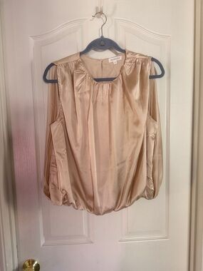 Wishlist Satin Cold-Shoulder Blouse in Champagne